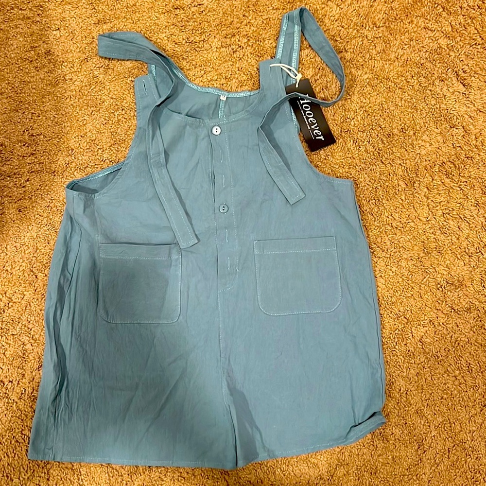 Women’s Teal Green Tie Shortalls Size Medium NWT